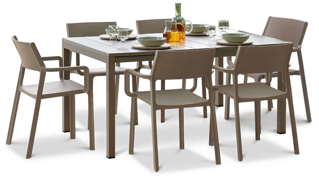 Rio 6 Seat Dining Set Extendable Table with Trill Chairs - Turtle Dove