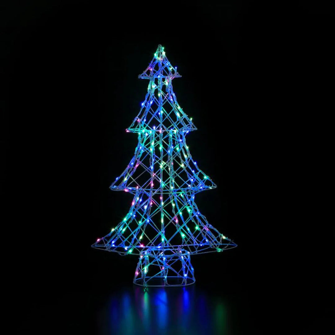 NOMA 80cm LED Colour Change White Rattan Dickensian Christmas Tree with Remote Control