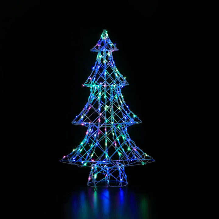 NOMA 80cm LED Colour Change White Rattan Dickensian Christmas Tree with Remote Control