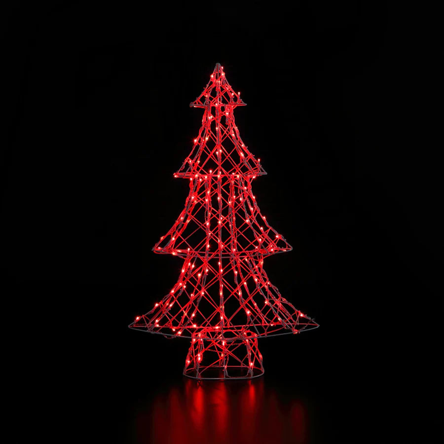 NOMA 80cm LED Colour Change White Rattan Dickensian Christmas Tree with Remote Control