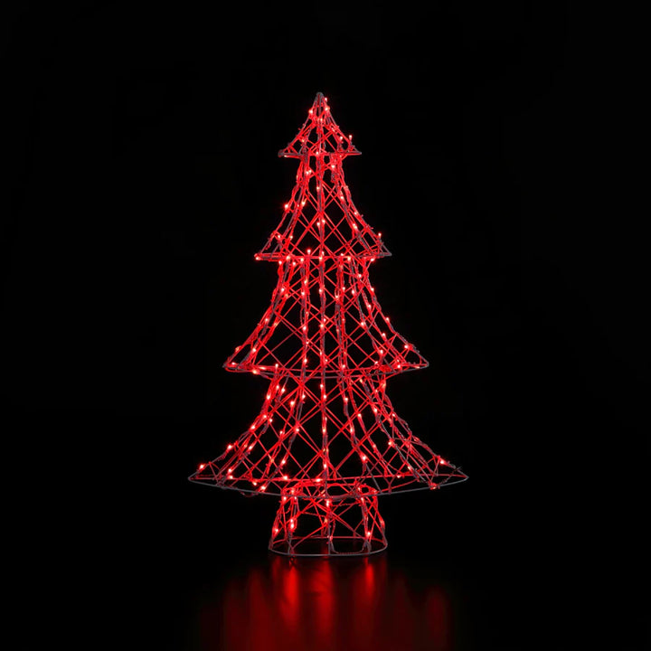 NOMA 80cm LED Colour Change White Rattan Dickensian Christmas Tree with Remote Control