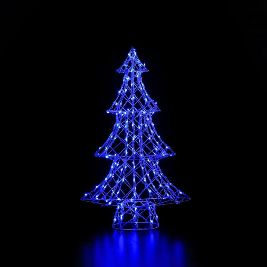 NOMA 80cm LED Colour Change White Rattan Dickensian Christmas Tree with Remote Control