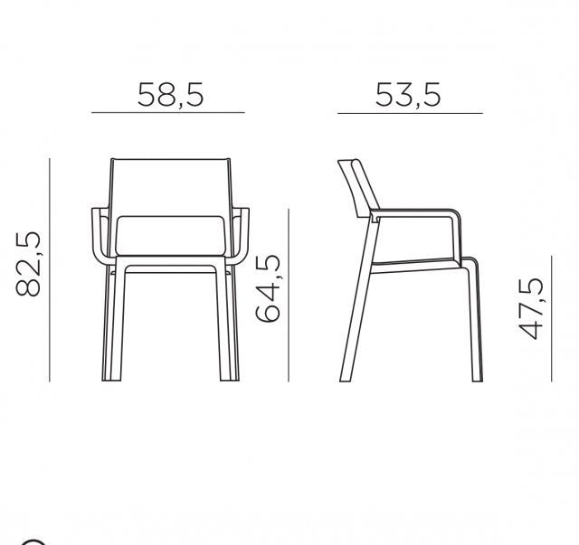 Clip 4 Seat Dining Set with Stackable Trill Armchairs - Anthracite