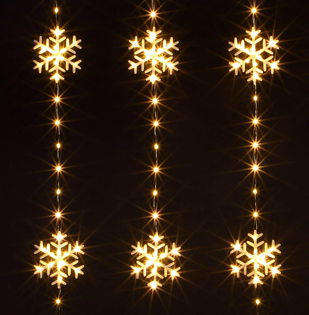 NOMA Snowflake Wire Curtain Lights 234 Warm White LEDs