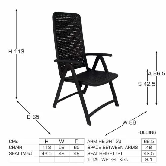 Libeccio 6 Seat Dining Extending Table  with Multi Position Chairs – Anthracite