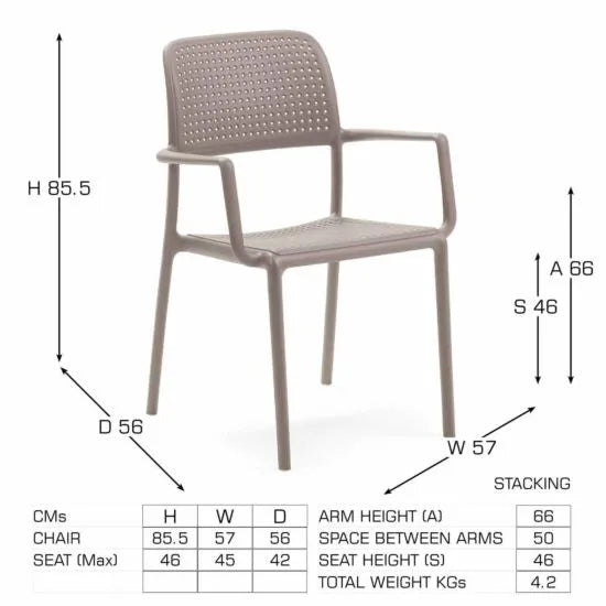 6 Seat Libeccio Dining Set with 2 Darsena & 4 Bora Chair Set - Turtle Dove