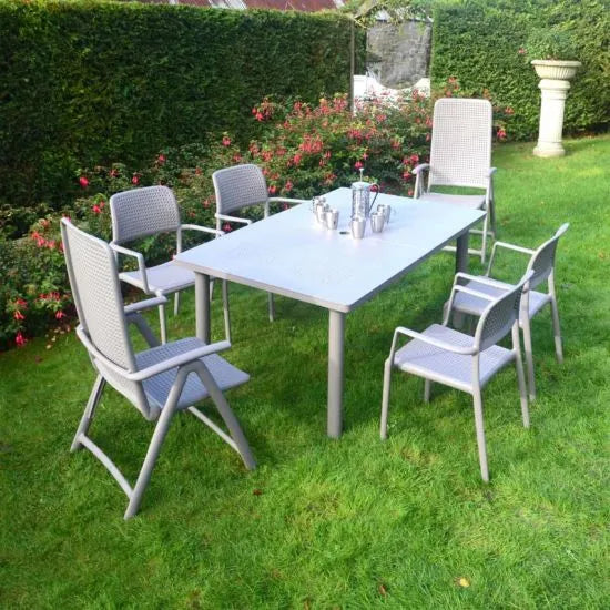 6 Seat Libeccio Dining Set with 2 Darsena & 4 Bora Chair Set - Turtle Dove