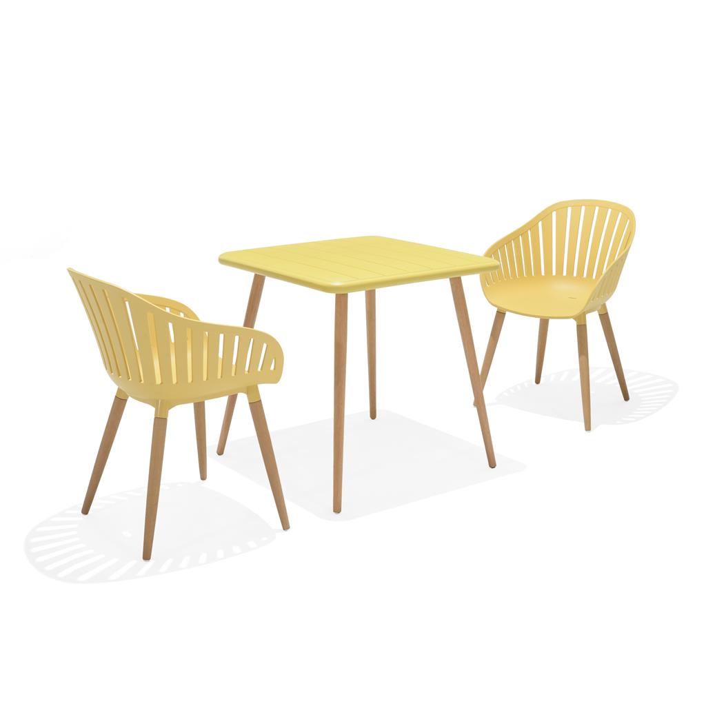 Lifestyle Garden Nassau Bistro 2 Seater 70cm Square Set - Yellow