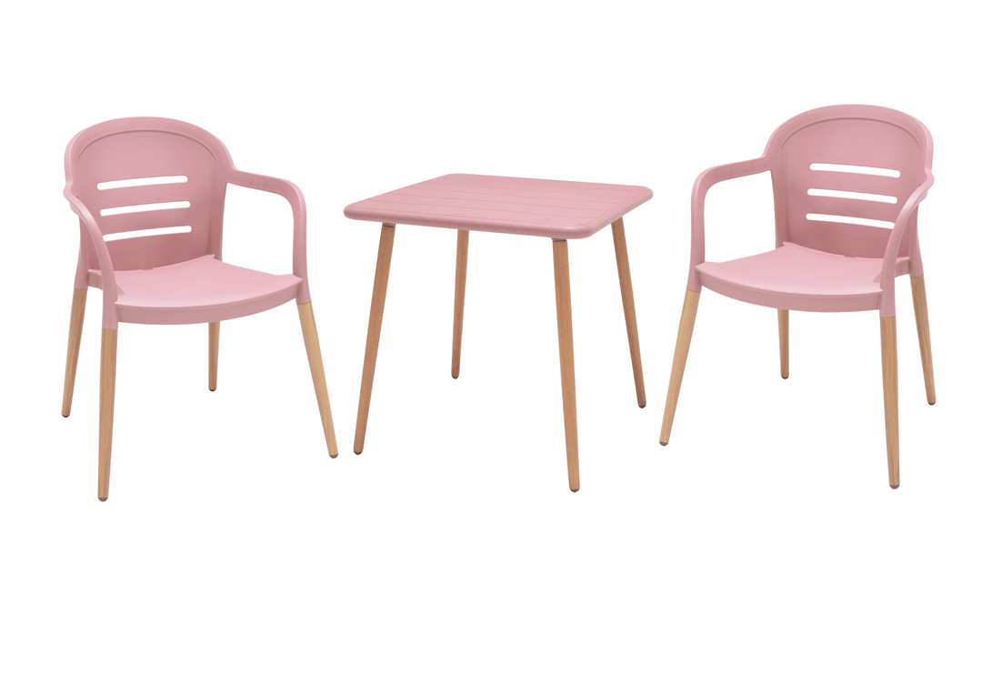 Lifestyle Garden Onyx-Nassau Bistro 2 Seater 70cm Square Set - Pink