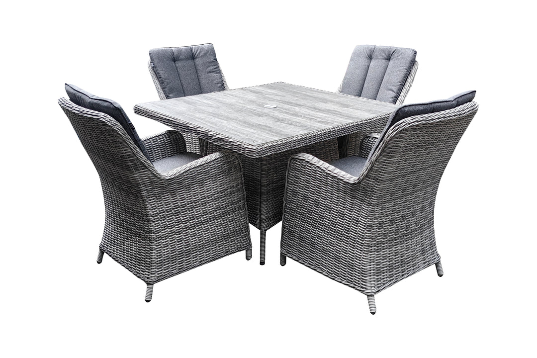California 4 Seater Square Dining Set - Dark Willow