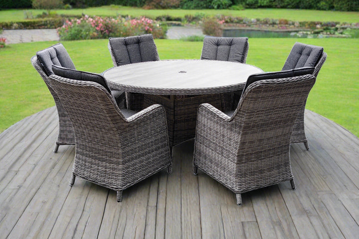 California 6 Seater Round Dining Set - Dark Willow | KENT ONLY DELIVERY
