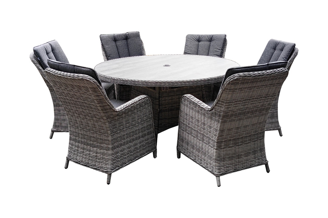 California 6 Seater Round Dining Set - Dark Willow | KENT ONLY DELIVERY