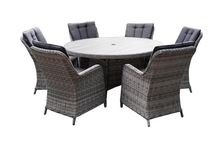 California 6 Seater Round Dining Set - Dark Willow | KENT ONLY DELIVERY