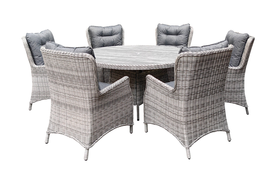 Savannah 6 Seater Round Dining Set - Dark Willow