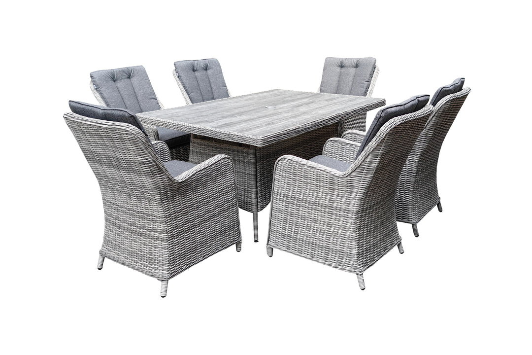 California 6 Seater Rectangular Dining Set - Dark Willow