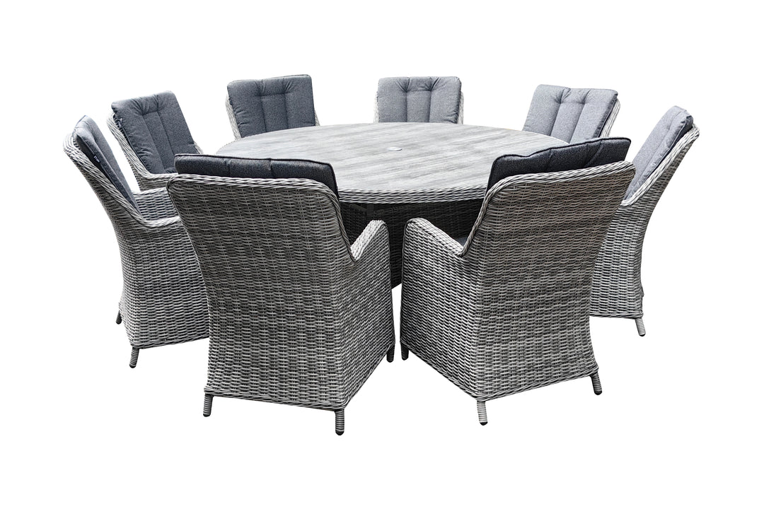 California 8 Seater Round Dining Set - Dark Willow | KENT ONLY DELIVERY