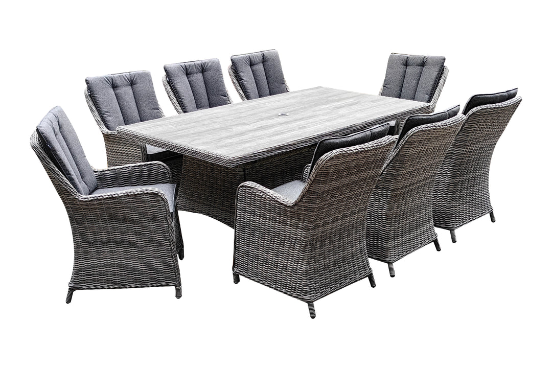 California 8 Seater Rectangular Dining Set - Dark Willow | KENT ONLY DELIVERY