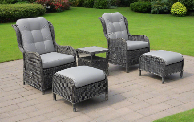 Washington Recliner Companion Set with Light Grey Cushions Hills Home and Garden