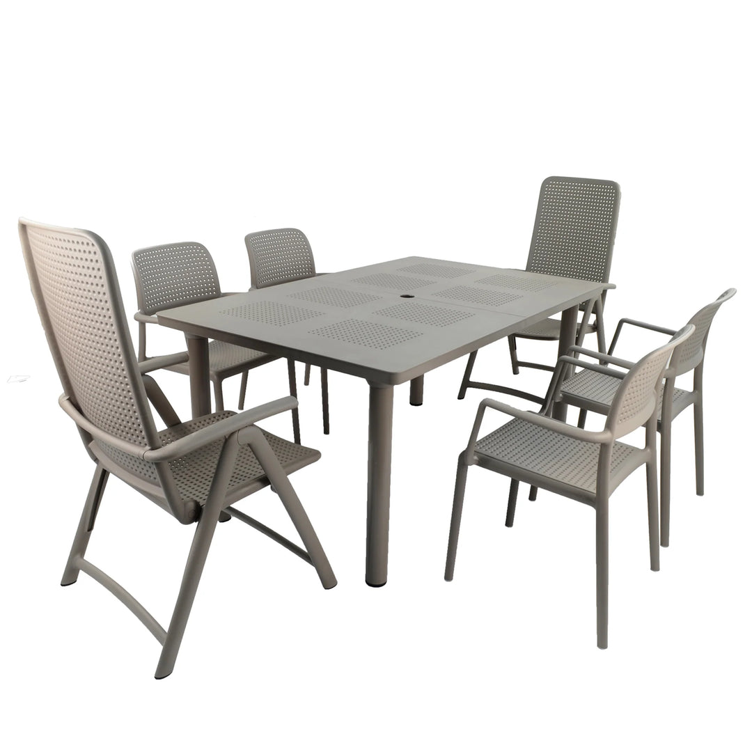6 Seat Libeccio Dining Set with 2 Darsena & 4 Bora Chair Set - Turtle Dove