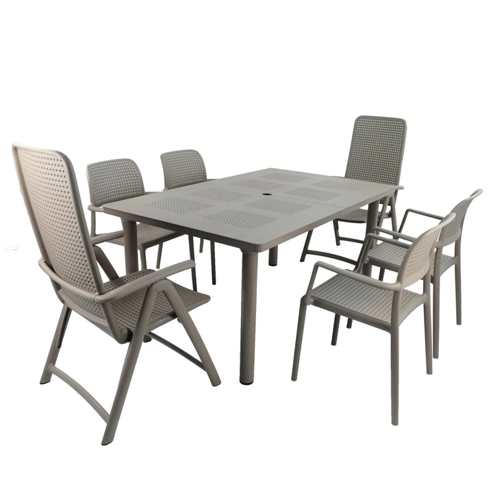 6 Seat Libeccio Dining Set with 2 Darsena & 4 Bora Chair Set - Turtle Dove