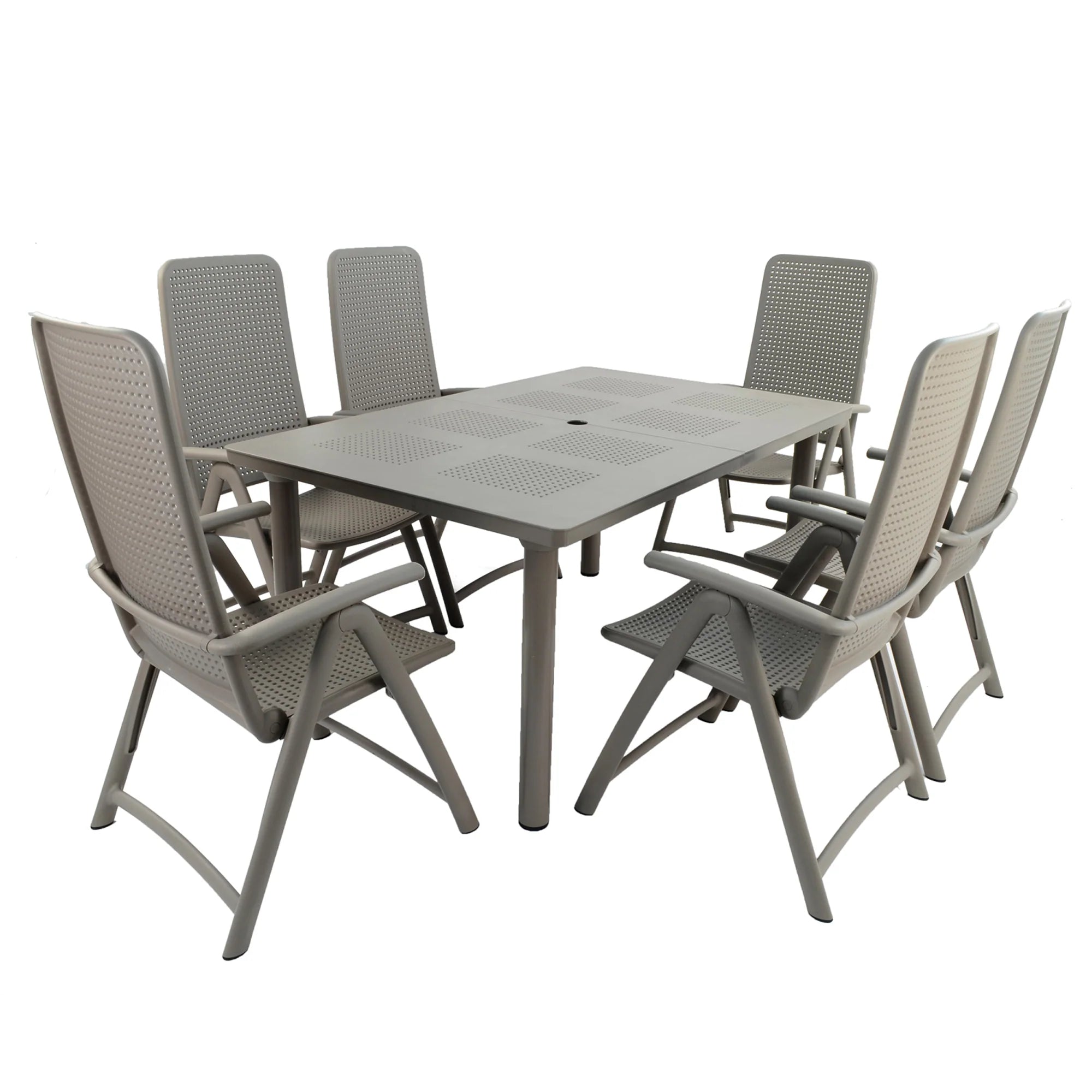 Libeccio 6 Seat Dining Extending Table with Multi Position Chairs Tu