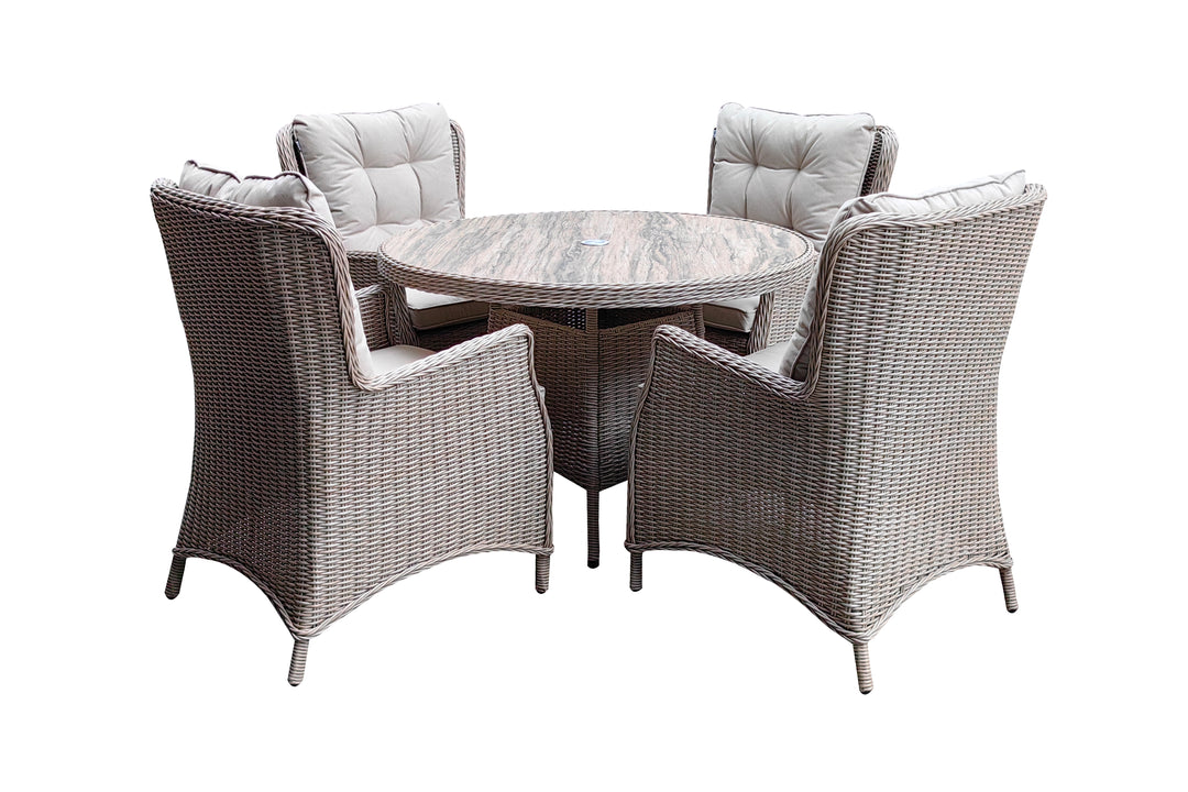 Savannah 4 Seater Round Dining Set - Light Oak