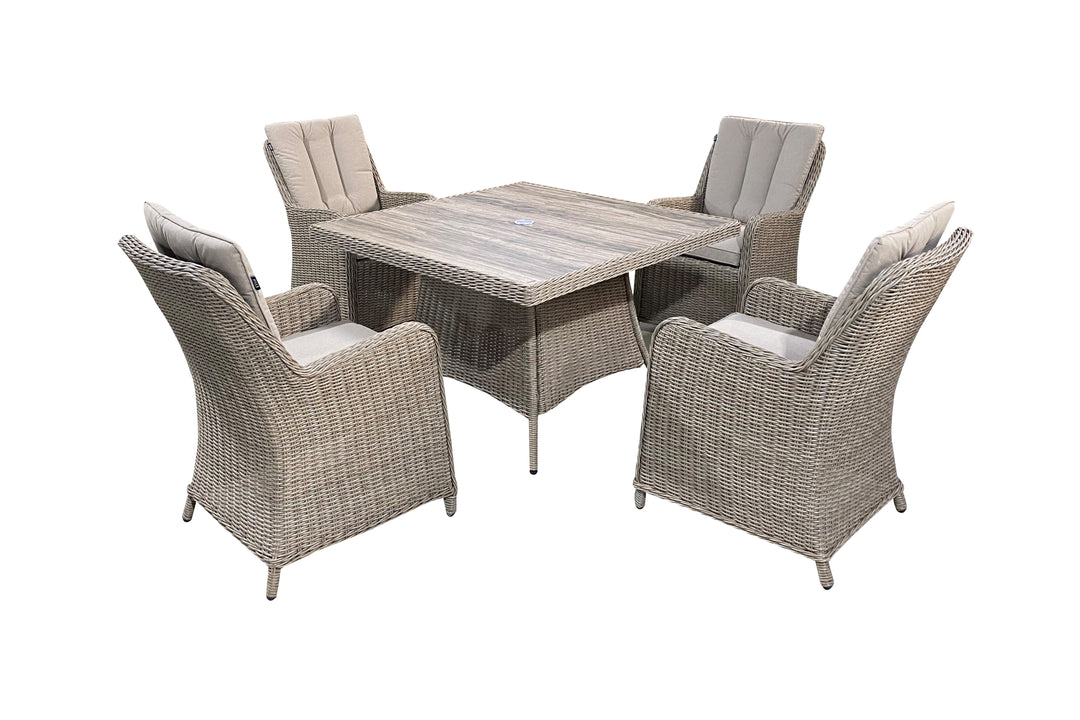 California 4 Seater Square Dining Set - Light Oak