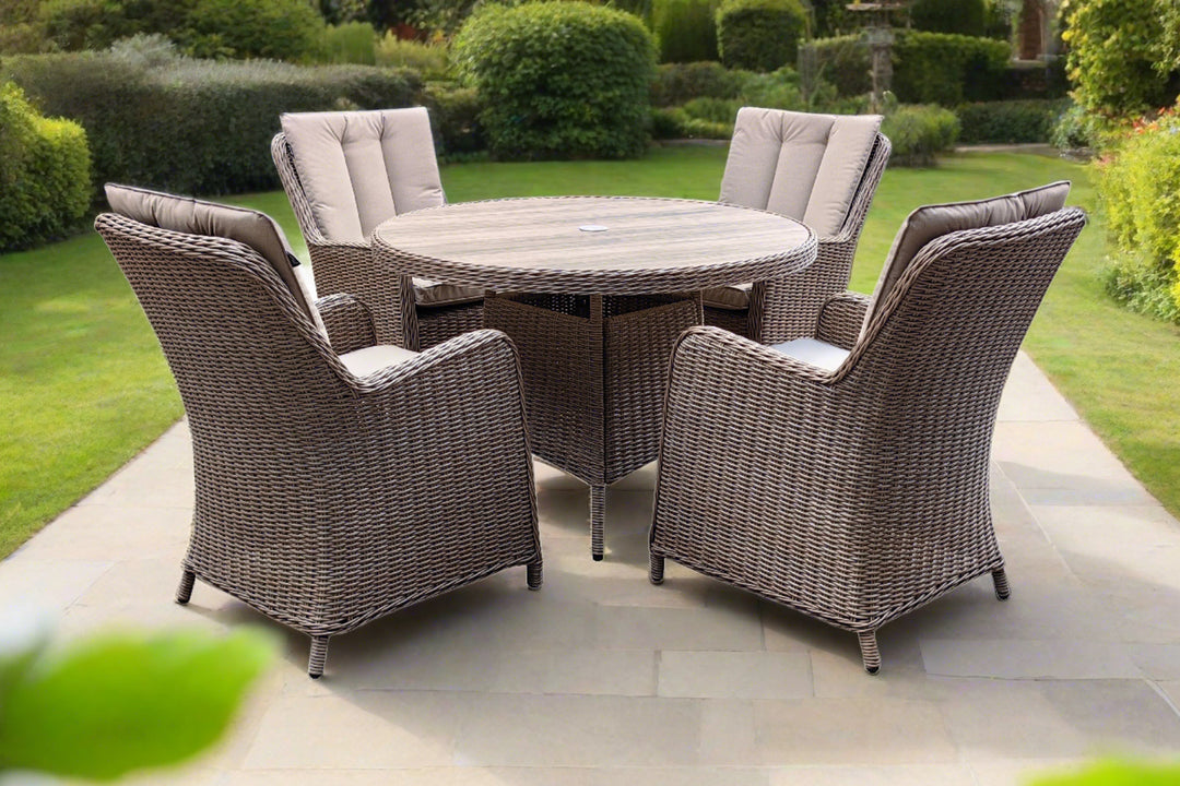 California 4 Seater Round Dining Set - Light Oak