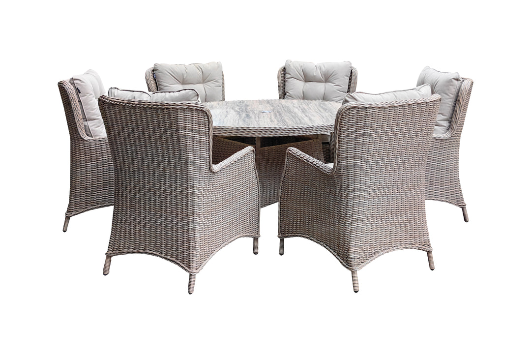 Savannah 6 Seater Round Dining Set - Light Oak