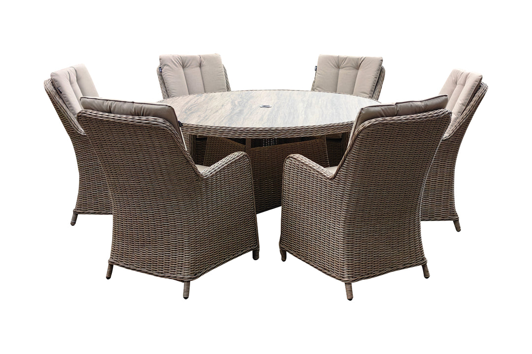 California 6 Seater Round Dining Set - Light Oak | KENT ONLY DELIVERY