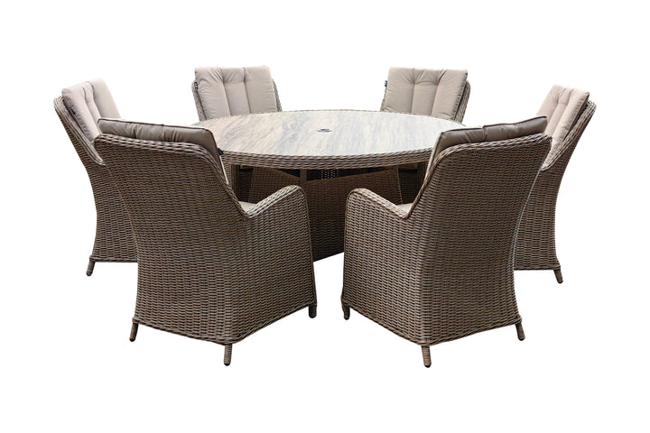 California 6 Seater Round Dining Set - Light Oak | KENT ONLY DELIVERY