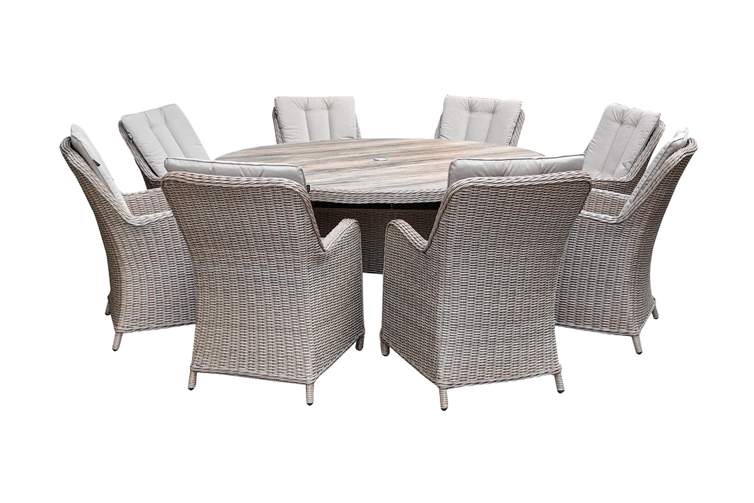 California 8 Seater Round Dining Set - Light Oak | KENT ONLY DELIVERY