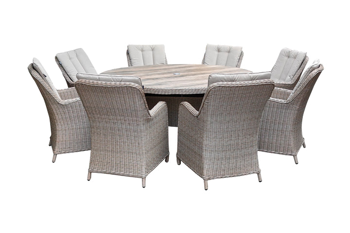 California 8 Seater Round Dining Set - Light Oak | KENT ONLY DELIVERY