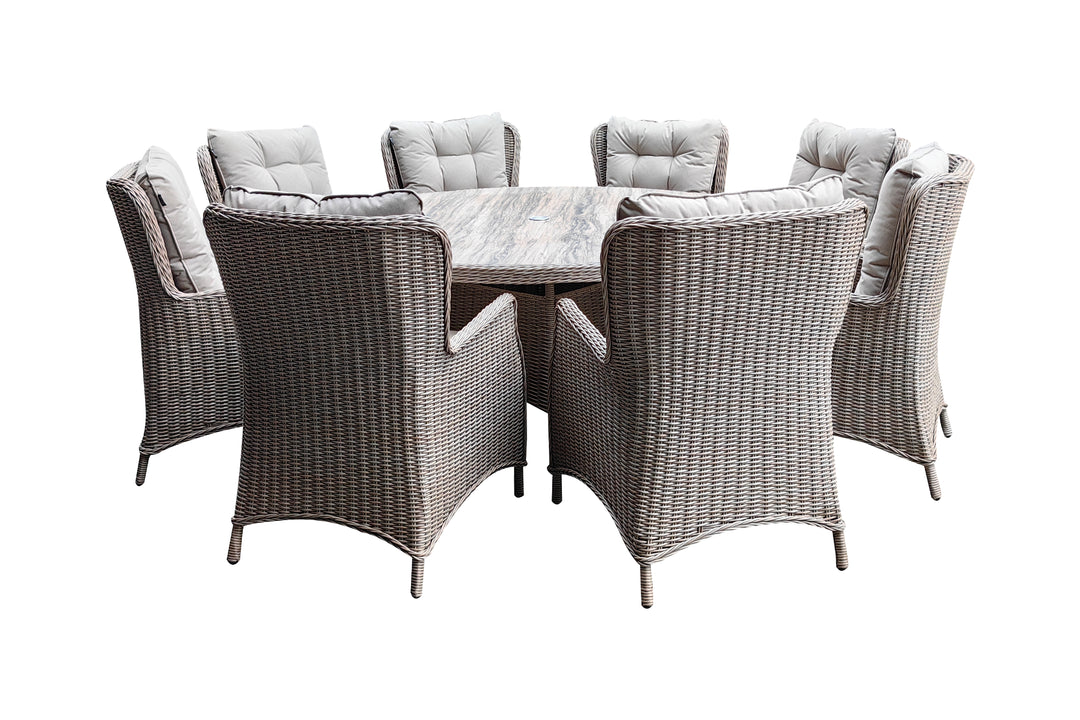 Savannah 8 Seater Round Dining Set - Light Oak | KENT ONLY DELIVERY