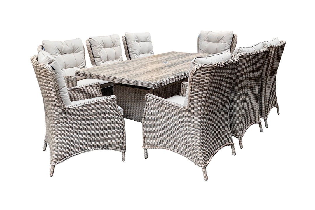 Savannah 8 Seater Rectangular Dining Set - Light Oak