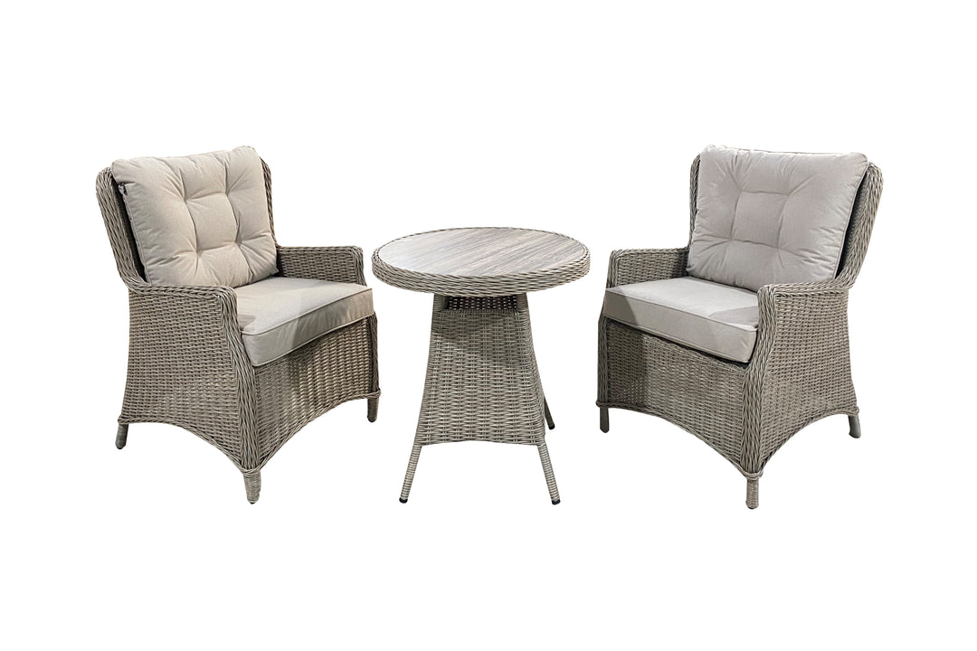 Savannah 2 Seater Round Bistro Coffee Set - Light Oak