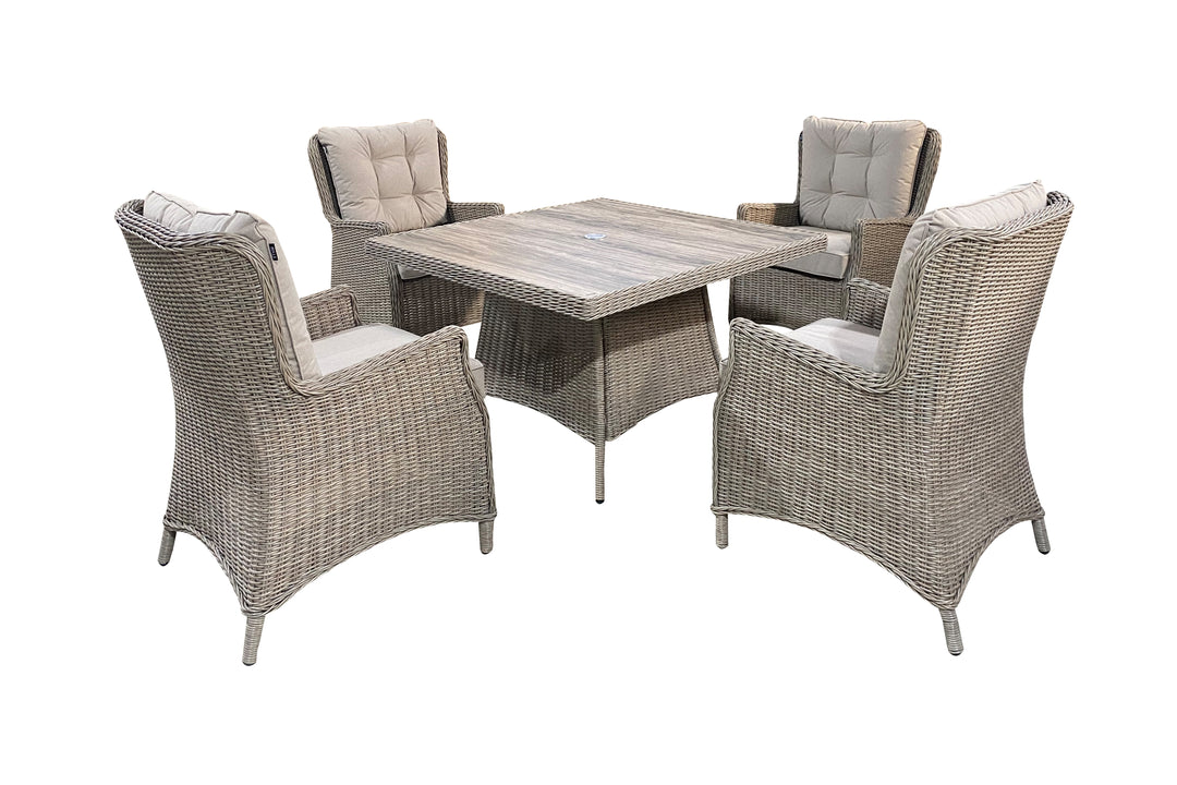 Savannah 4 Seater Square Dining Set - Light Oak