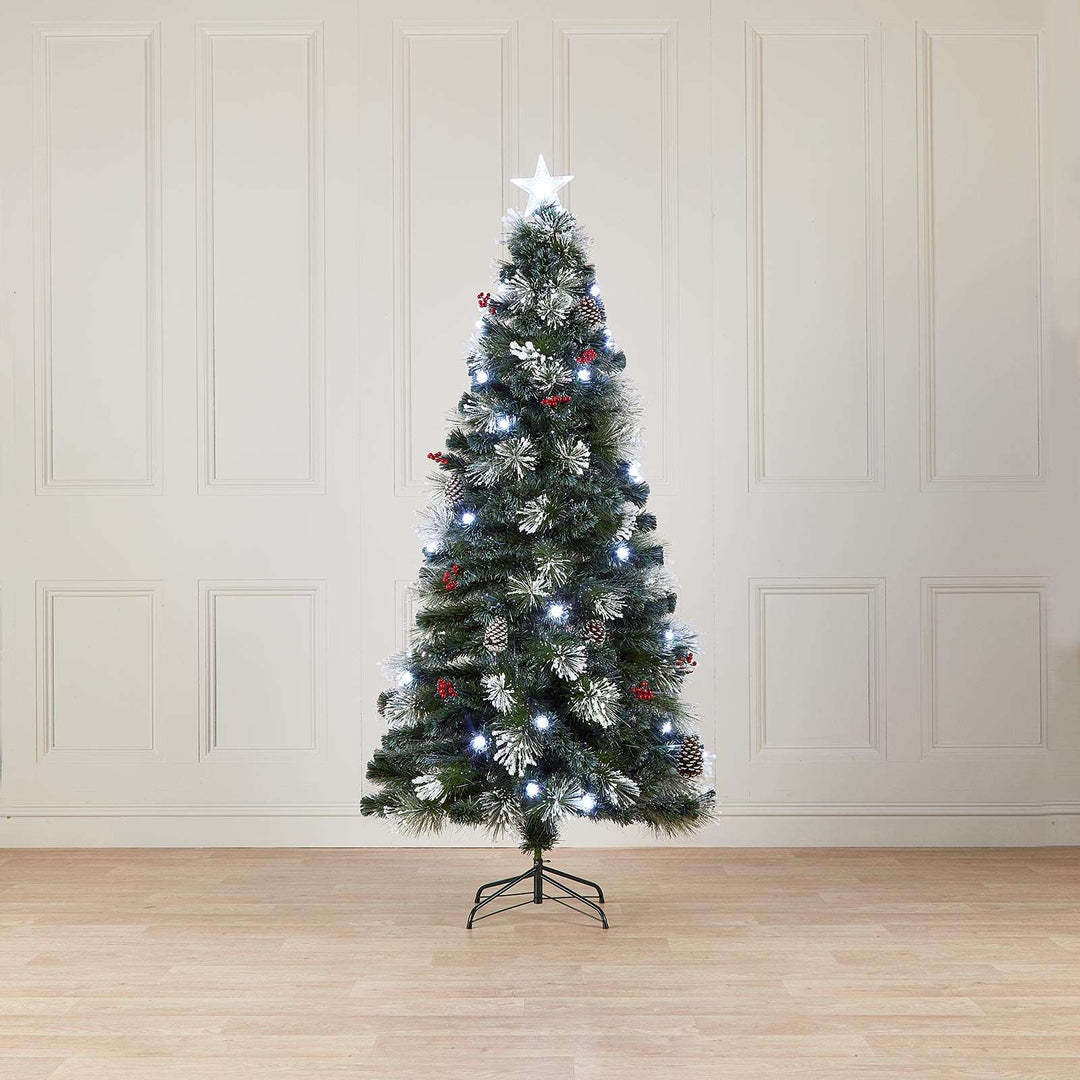 Fibre Optic Deluxe Forest Pine Artificial Christmas Tree with Pinecones & Berries
