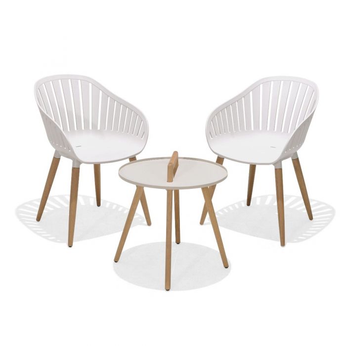 Nassau 2 Seater Round Coffee Set - White by Lifestyle Garden