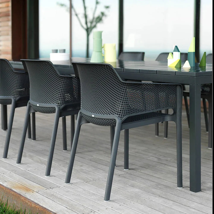 Rio Extendable 8 Seater Dining Set with Net Chairs - Anthracite