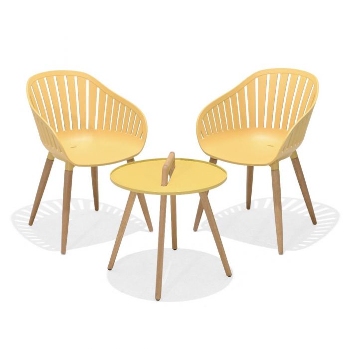 Nassau 2 Seater Round Coffee Set - Yellow by Lifestyle Garden