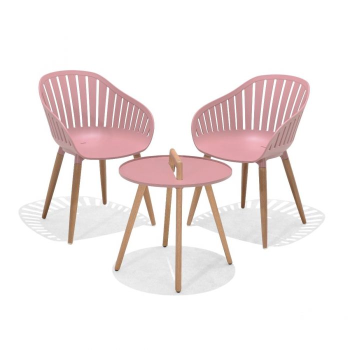 Lifestyle Garden Nassau 2 Seater Round Coffee Set - Pink