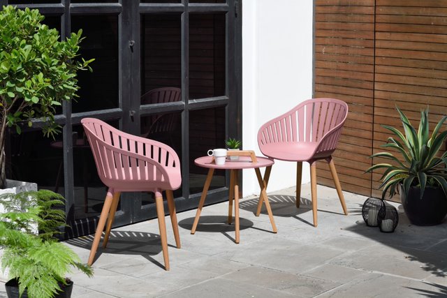 Lifestyle Garden Nassau 2 Seater Round Coffee Set - Pink