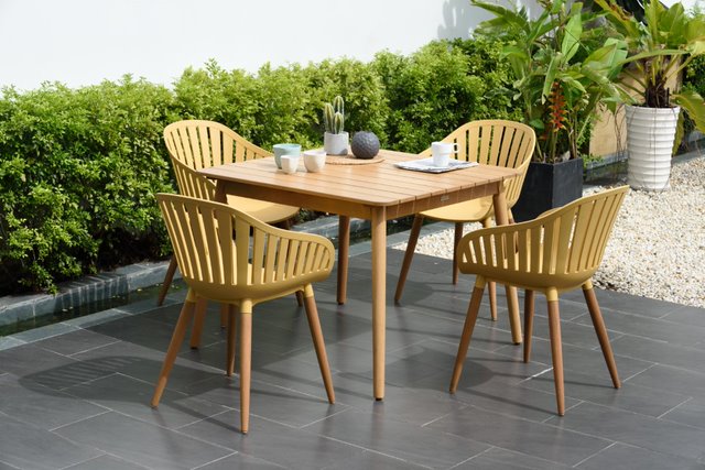 Nassau 4 Seat Square Dining Set - Yellow by Lifestyle Garden