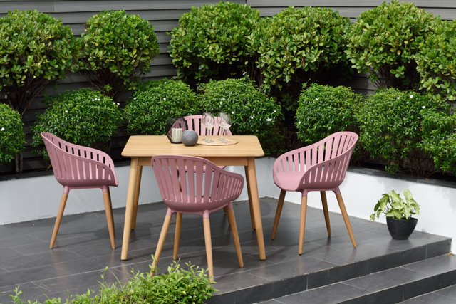 Lifestyle Garden Nassau 4 Seat Square Dining Set - Pink