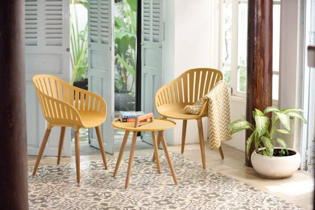 Lifestyle Garden Nassau 2 Seater Round Coffee Set - Yellow