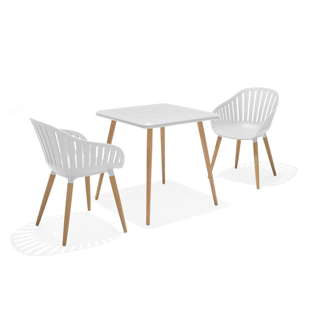 Nassau Bistro 2 Seater 70cm Square Set - White by Lifestyle Garden