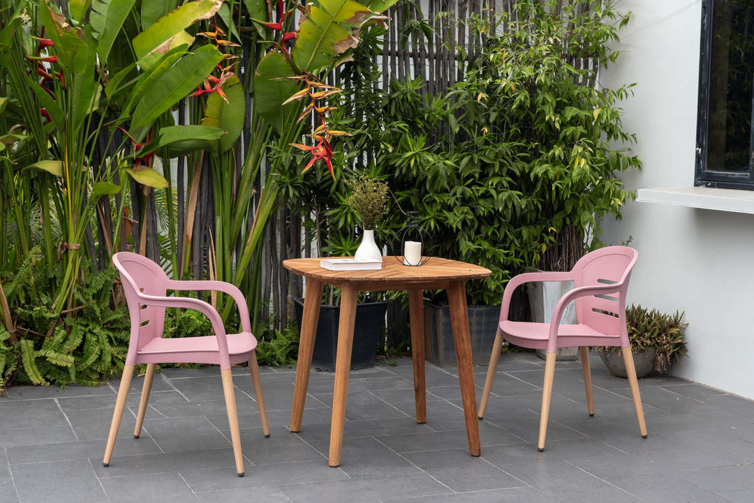 Lifestyle Garden Onyx 80cm Bistro Set – Social Plastic® Peony Pink