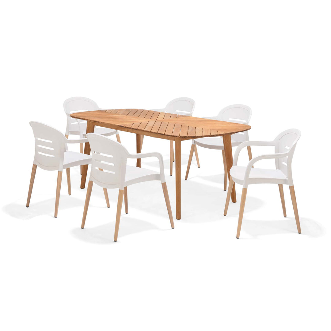 Lifestyle Garden Onyx 6-seater 190x90cm Rect Garden Dining Set – Social Plastic® Coral Sand