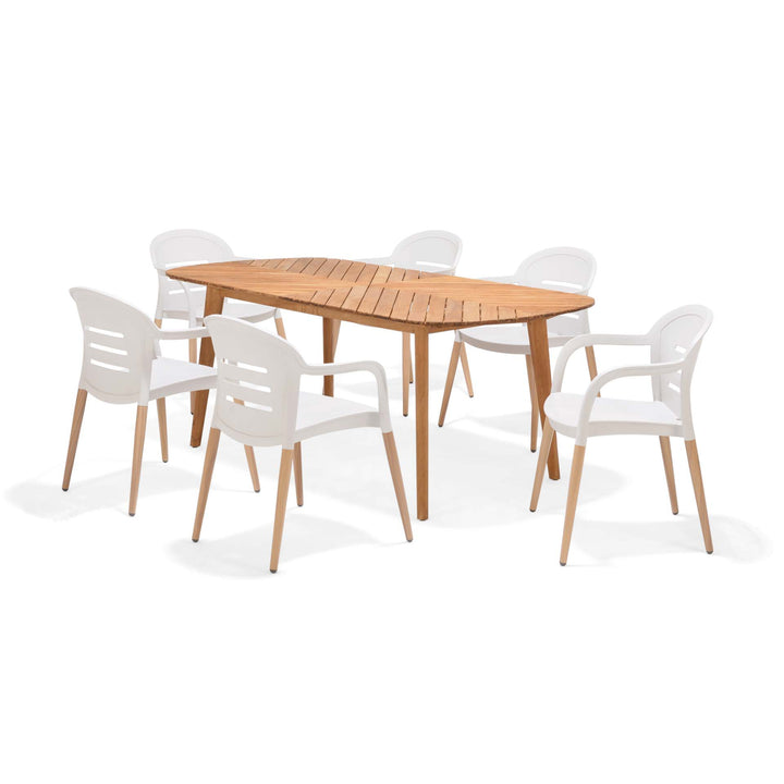 Lifestyle Garden Onyx 6-seater 190x90cm Rect Garden Dining Set – Social Plastic® Coral Sand